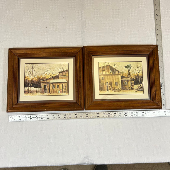 Vintage Robert Nidy Old Country Barn Framed Prints 12x14 Matching Pair - Picture 5 of 6
